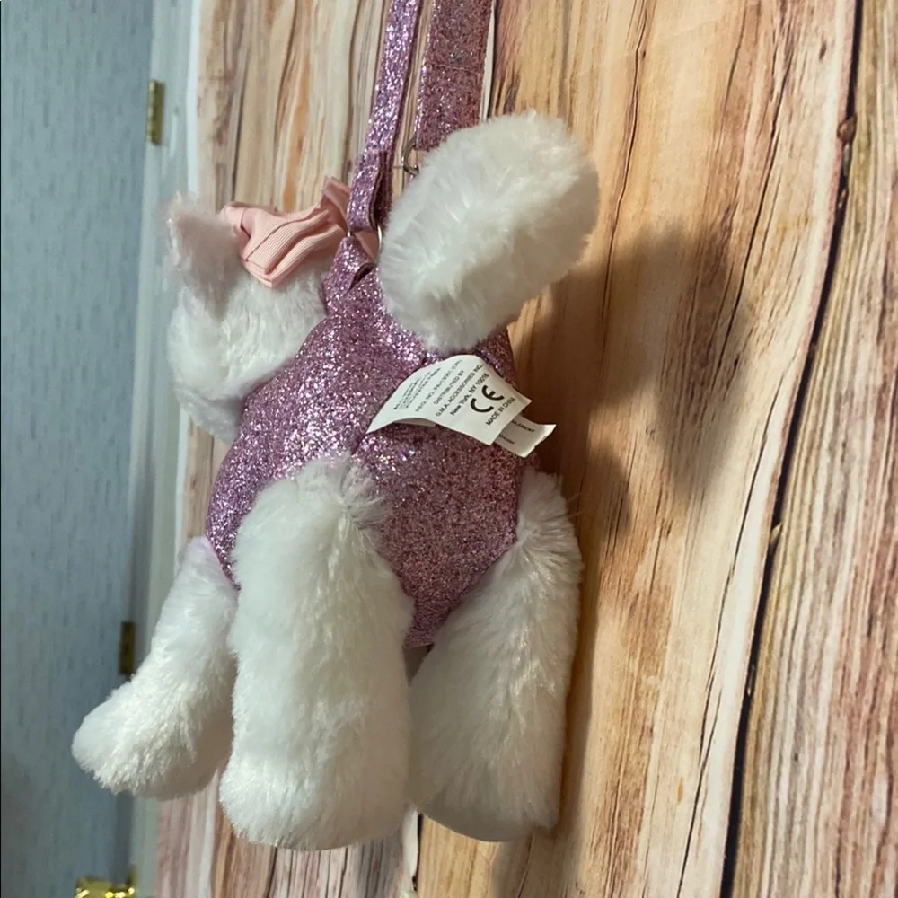 Pink Glitter Kids Stuffed Kitty Cat Zippered Plush Bling Purse